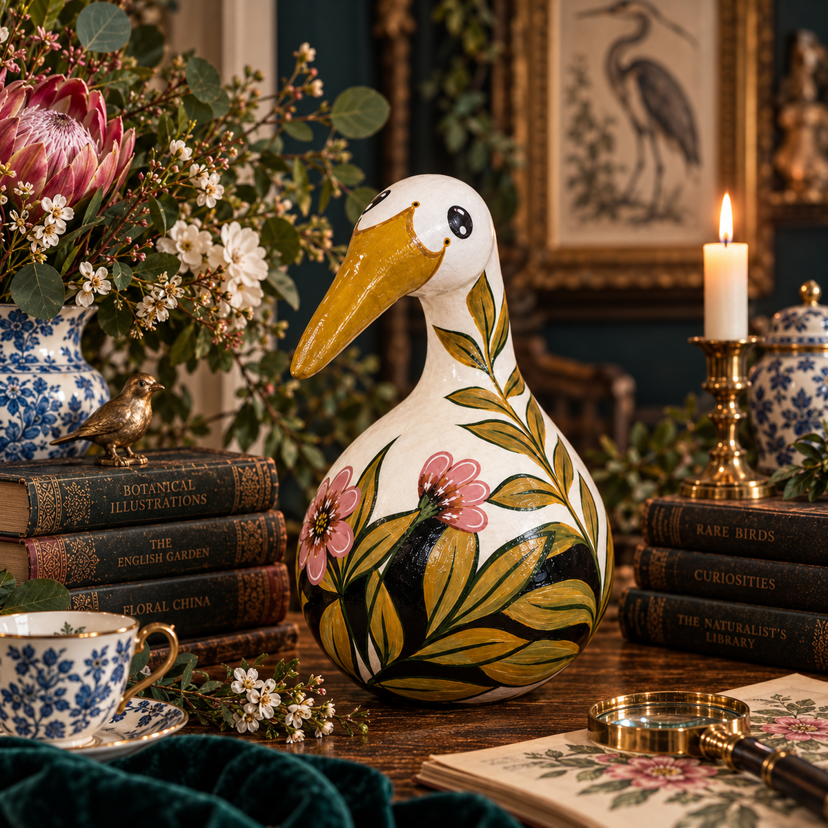 Lady Gwendoline Goosebloom | No. 05 — Hand-Painted Calabash