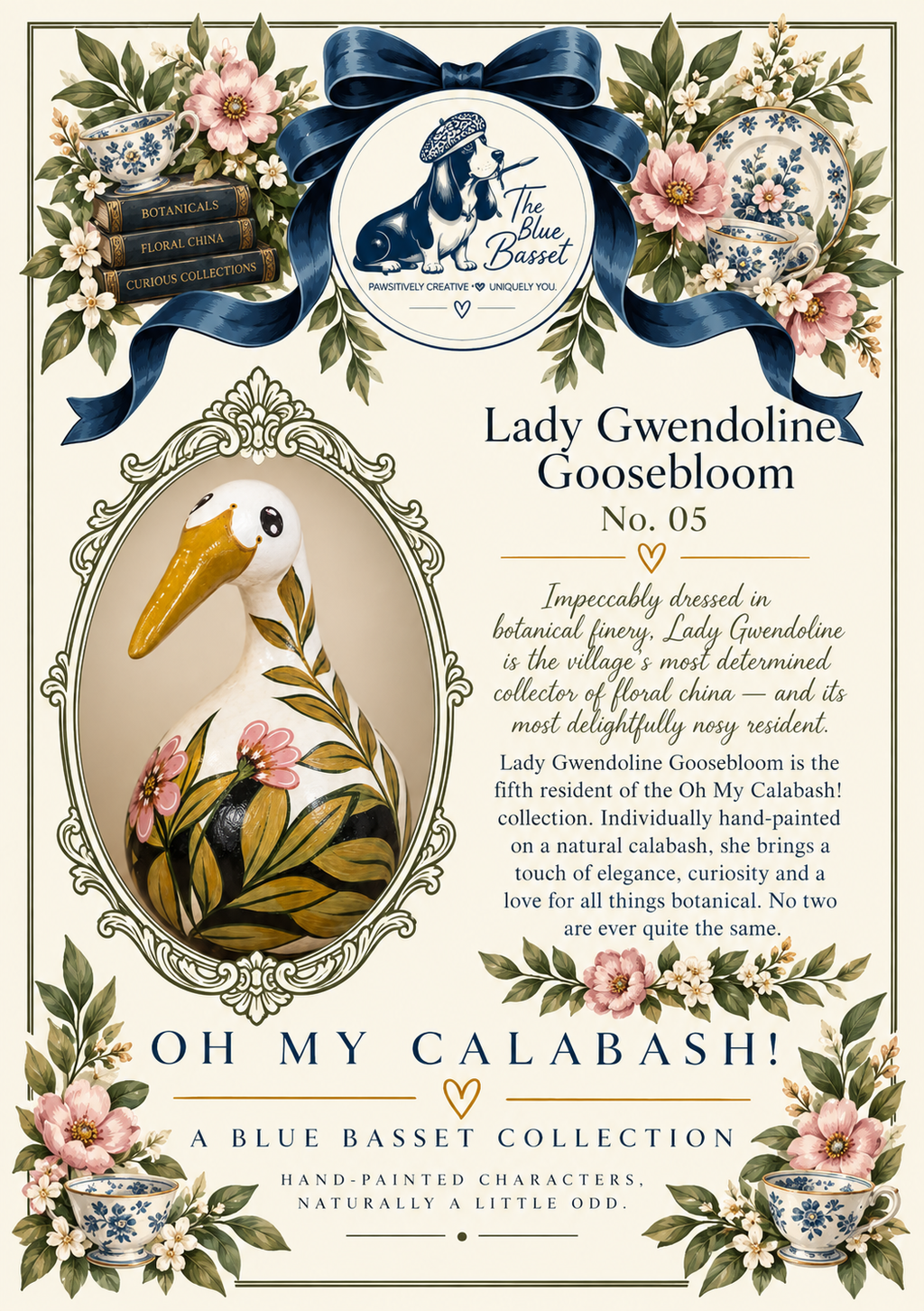 Lady Gwendoline Goosebloom | No. 05 — Hand-Painted Calabash