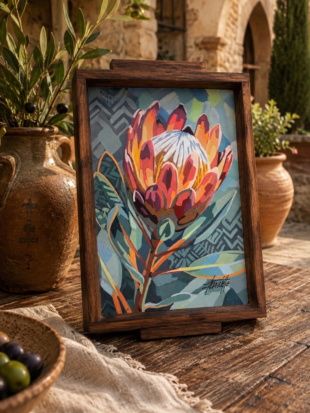 Protea Proud - Hand-Painted Wooden Tray